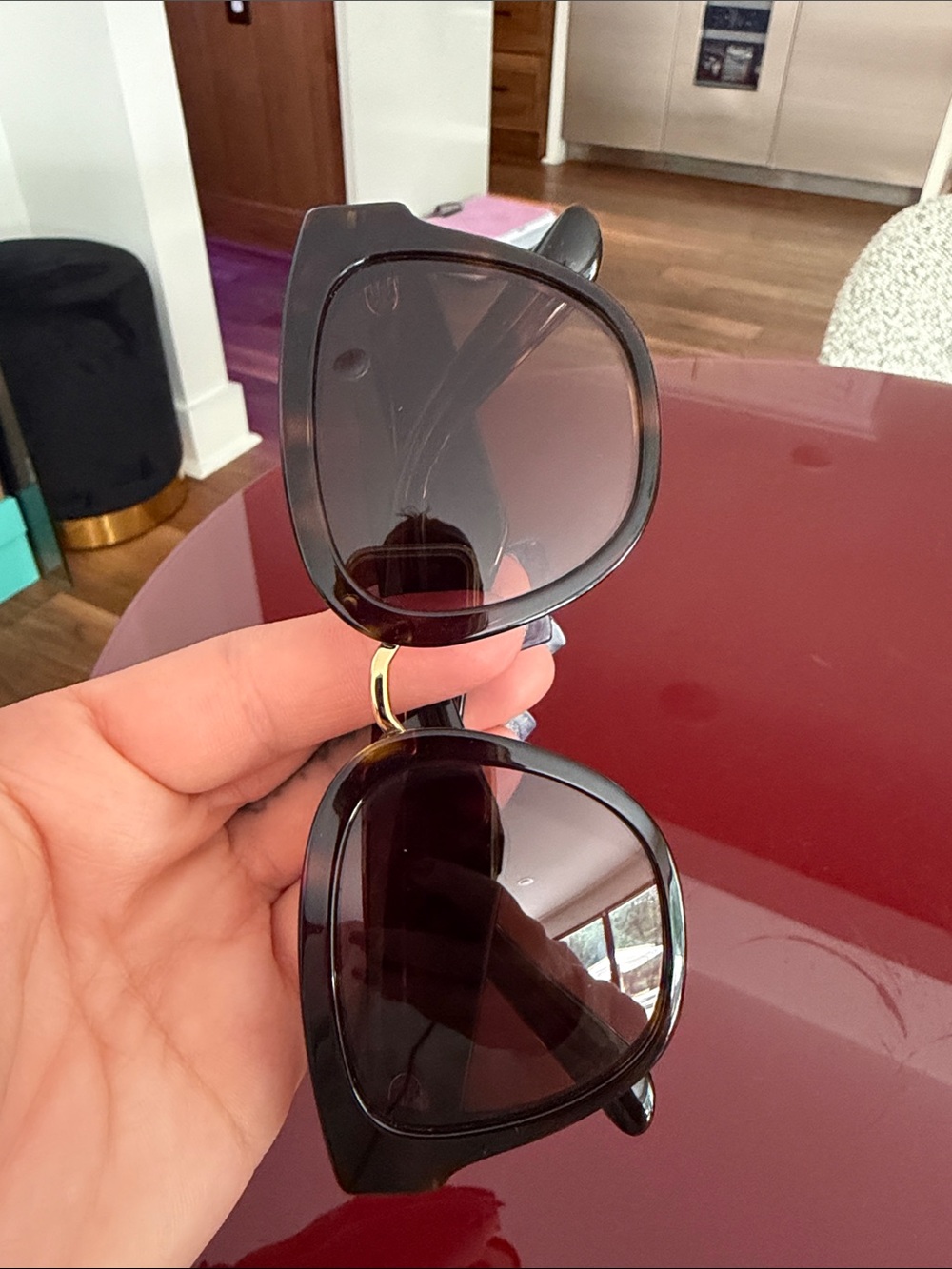 Dolce and Gabbana Black Sunglasses with Gold Accent, tortoise brown - Picture 5 of 8